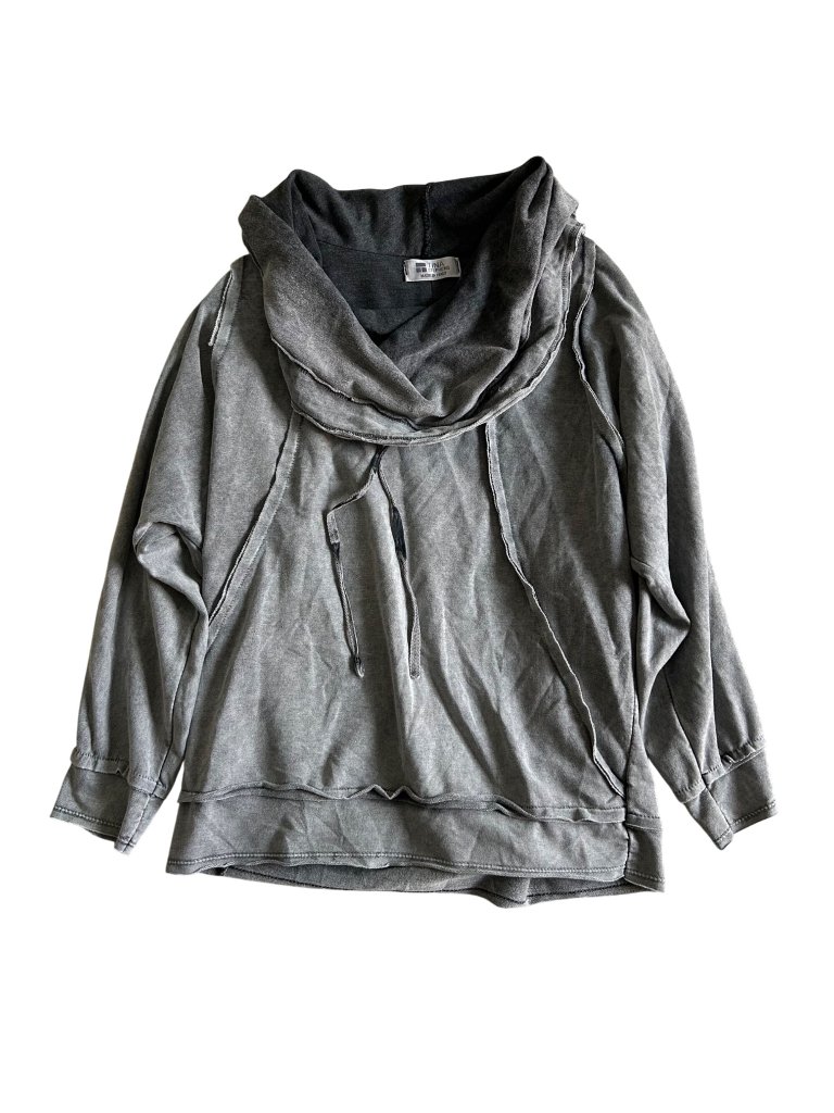 Tina Stephens Women's Sz Medium Gray Cowl Neck Cotton Pullover Sweatshirt
